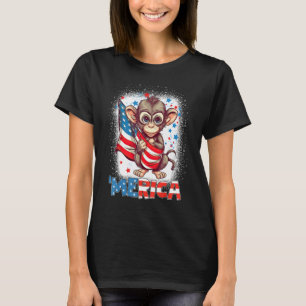 Belached Patriotic Monkey 4. Juli Feuerwerk Me T-Shirt