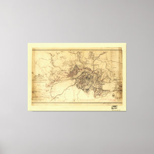 Belagerung von Atlanta Map, 19. Juli-August 26. 18 Leinwanddruck