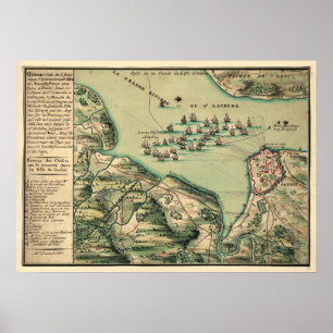 Belagerung von Quebec Map Poster