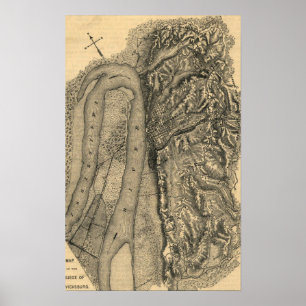 Belagerung von Vicksburg - Panorama-Karte aus dem  Poster