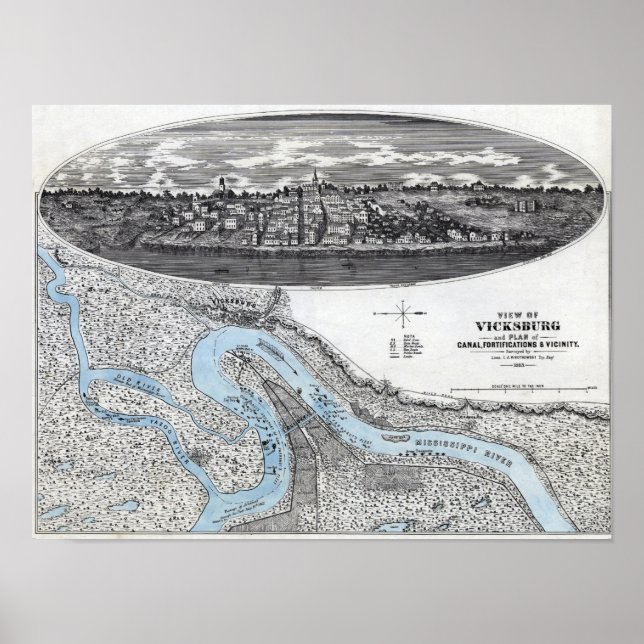Belagerung von Vicksburg - Panoramabalkarte aus de Poster (Vorne)