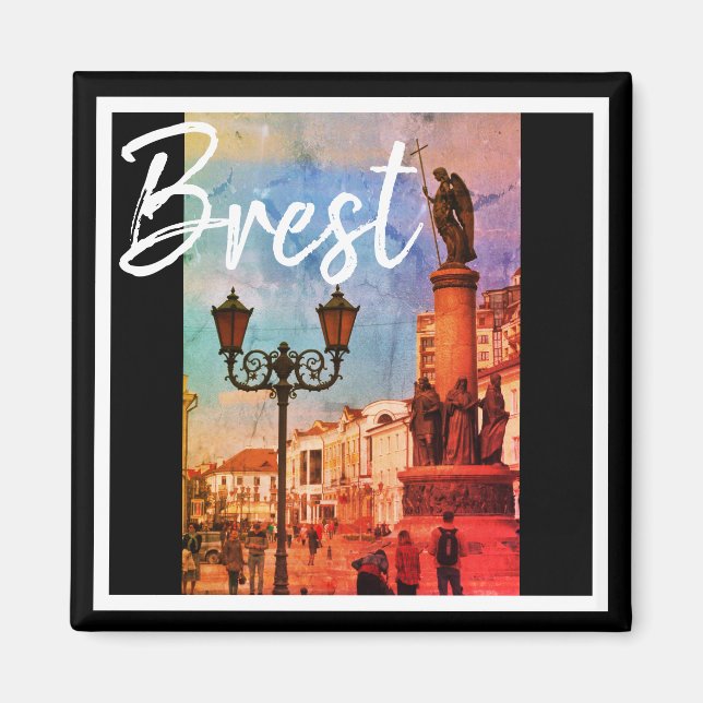 Belarus Architektur Brest Street View Magnet (Vorne)