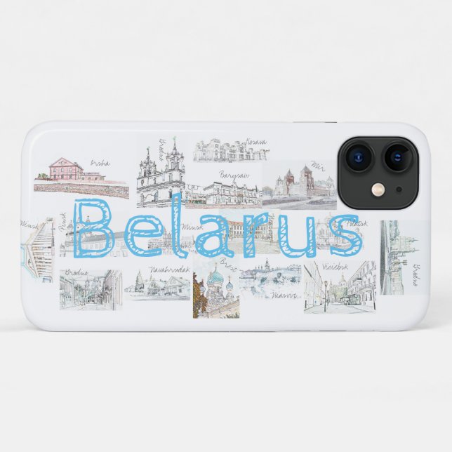 Belarus Architektur Städte Collage iPhone 11 Fall Case-Mate iPhone Hülle (Rückseite (Horizontal))