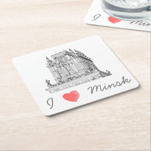 Belarus I Liebe Minsk City Gates Architecture Rechteckiger Pappuntersetzer