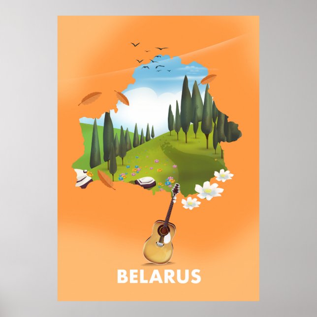Belarus Karte Reiseplakat. Poster (Vorne)