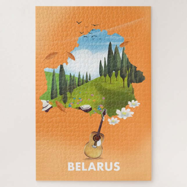 Belarus Karte Reiseplakat. Puzzle (Vertikal)