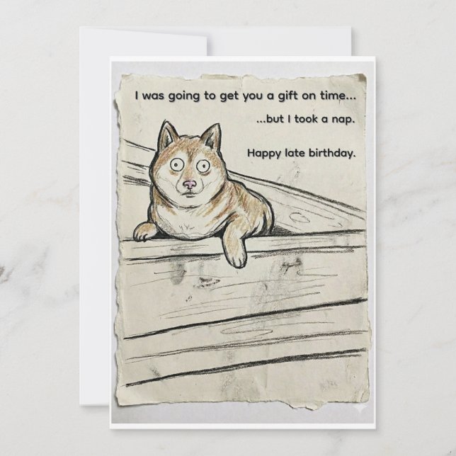 Belated Birthday Card – Shibupi Took a Nap (Vorderseite)