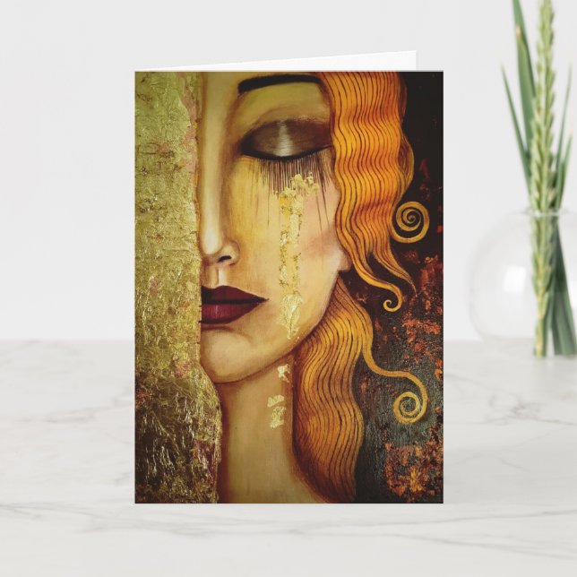 Belated Birthday Golden Lady Karte (Vorderseite)