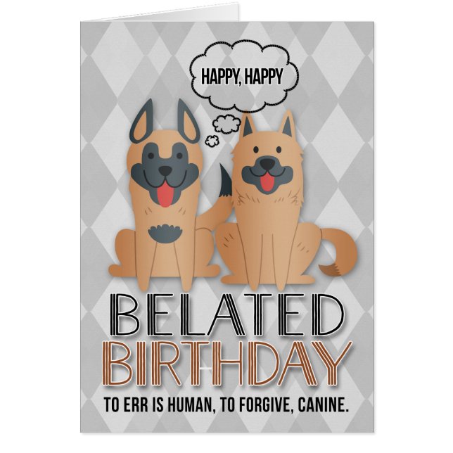 Belated Birthday Niedlich Cartoon Hunde (Vorne)