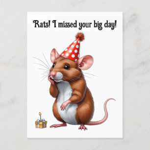 Belated Birthday Wünsche mit Niedlicher Ratte Postkarte