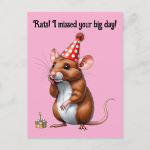 Belated Birthday Wünsche mit Niedlicher Ratte Postkarte