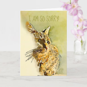 Belated Sorry Red Tabby Kitty Replaceable Foto Karte