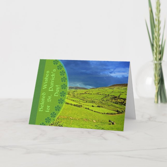 Belated St. Patrick's Day Wünsche, Irish Landscape Karte (Vorderseite)