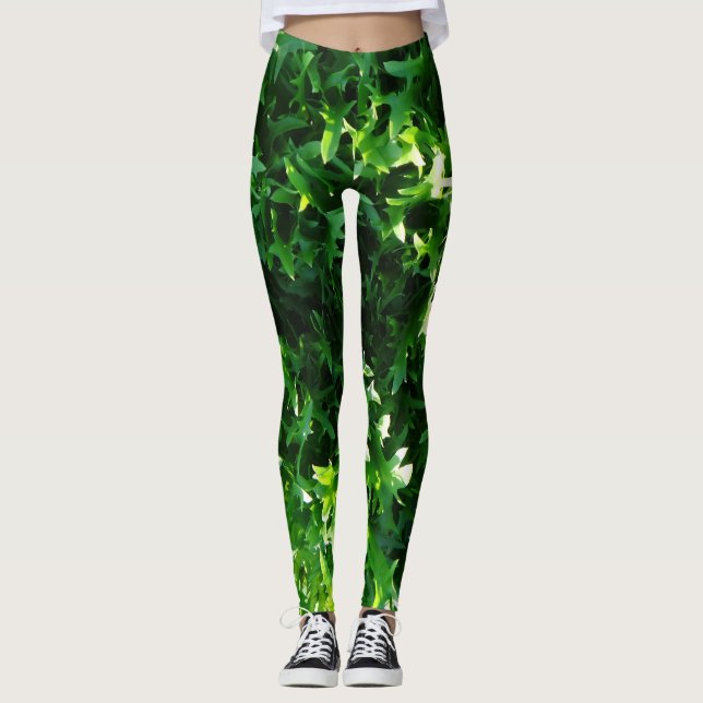 belaubter grüner Kopfsalat Leggings (Vorderseite)