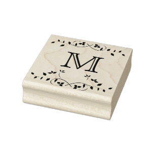 Belaubtes Grenzmonogramm-Gummikunst-Briefmarke Gummistempel