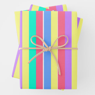 Belebende Frühlings-Pastell-Streifen Geschenkpapier Set