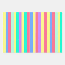 Belebende Frühlings-Pastell-Streifen Geschenkpapier Set