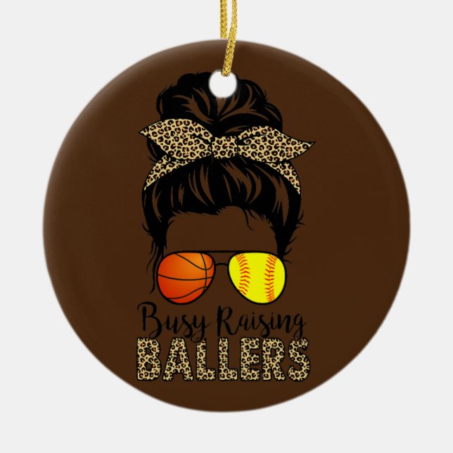 Belebte Anhebung Baller Softball und Basketball Ma Keramik Ornament (Vorne)