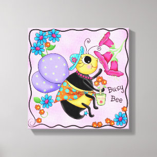 Belebte Bee Dressed Whimsy Honey Bee Pink Art Leinwanddruck