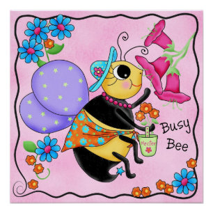 Belebte Bee Dressed Whimsy Honey Bee Pink Custom Poster