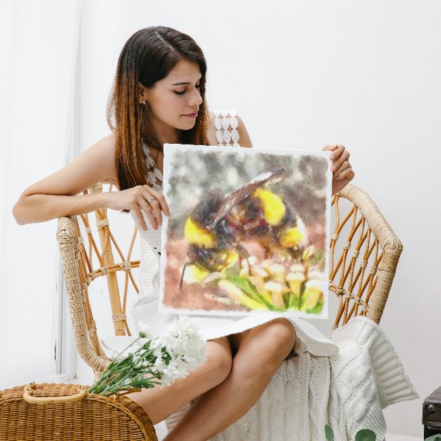 Belebte, belebte Honey Bee Watercolor Malerei Leinwanddruck (Von Creator hochgeladen)