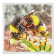 Belebte, belebte Honey Bee Watercolor Malerei