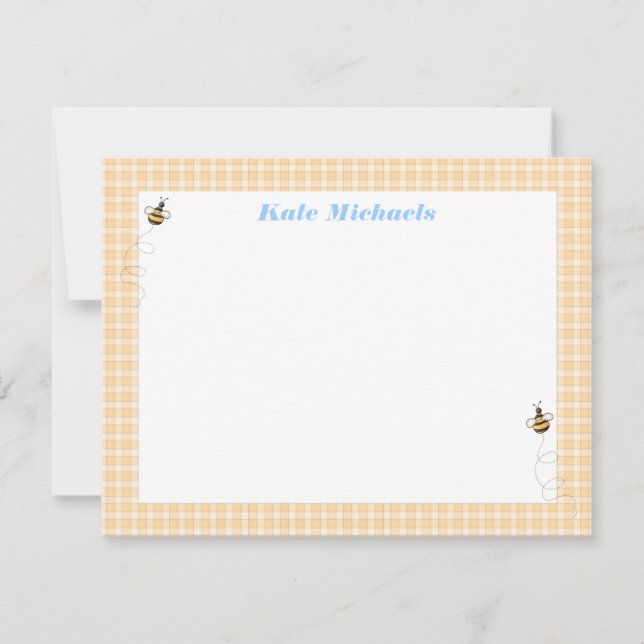 Belebte Bienen Personalisiert Stationery Mitteilungskarte (Vorderseite)