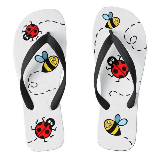 Belebte Bumblebee & Ladybird-Muster Flip Flops (Fußbett)