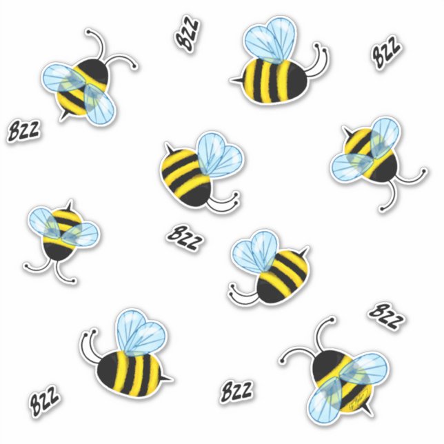 Belebte Buzzing Hummeln Honeybee Decal Stickers Aufkleber (Vorderseite)