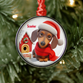 Belebte Dackel Weihnachtsschmuck aus Metall