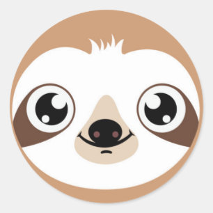 Belebte Sloth Face Runder Aufkleber