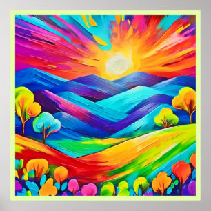 Belebte Sonnenuntergänge Kunst, Dichtung und Musik Poster