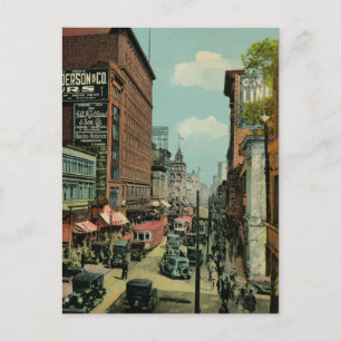 Belebte St. Catherine Street in Montreal in den 19 Postkarte