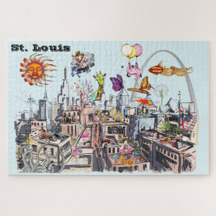 Belebte Stadt St. Louis Surreal Pop Art Puzzle