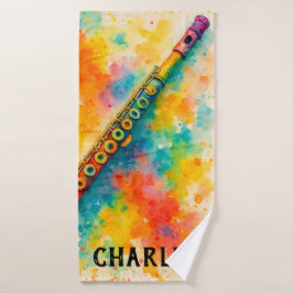 Belebte Wasserfarbenflute nach Maß Badhandtuch Set