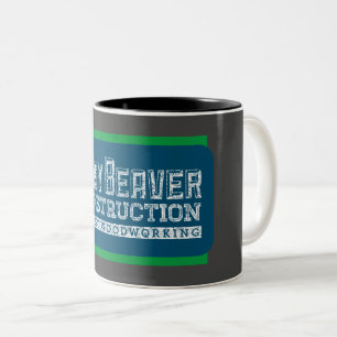 Belebter Biberbau White Gfx Aquamarin Green BG Zweifarbige Tasse