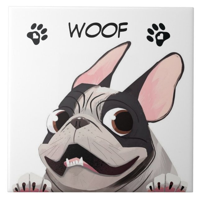 Belebter französischer Bulldog Fliese (Vorderseite)