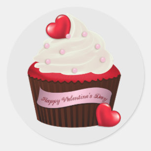 Belebter Valentinstag Cupcake Runder Aufkleber