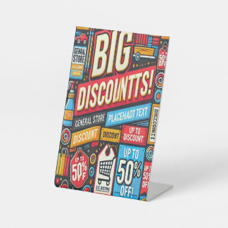 Belebtes allgemeines Discount Pedestal Sign Sockelschild