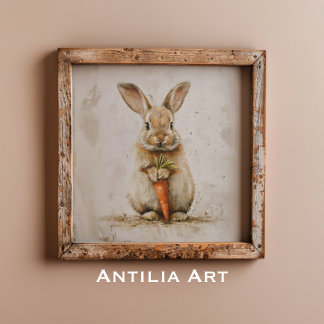 Belegen mit Carrot-Malerei Whimsical Rabbit Art Poster
