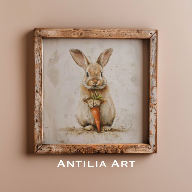 Belegen mit Carrot-Malerei Whimsical Rabbit Art Poster (Von Creator hochgeladen)