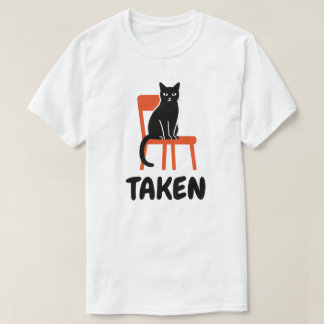 Belegtes Schwarzkatzen-Design T-Shirt