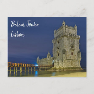 Belem Tower am Abend in Lissabon. Portugal Postkarte