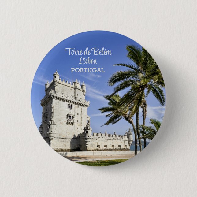 Belém Tower Foto, Lissabon, Portugal Button (Vorderseite)