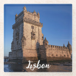 Belem Turm bei Sonnenuntergang in Lissabon, Portug Glasuntersetzer