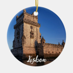 Belem Turm bei Sonnenuntergang in Lissabon, Portug Keramik Ornament