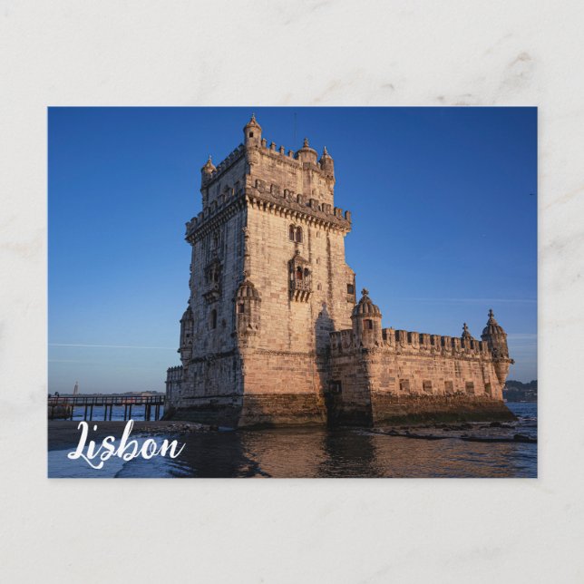 Belem Turm bei Sonnenuntergang in Lissabon, Portug Postkarte (Vorderseite)