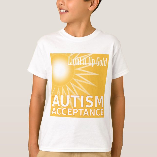Beleuchten Sie es herauf Gold für Autismus-Annahme T-Shirt (Vorderseite)