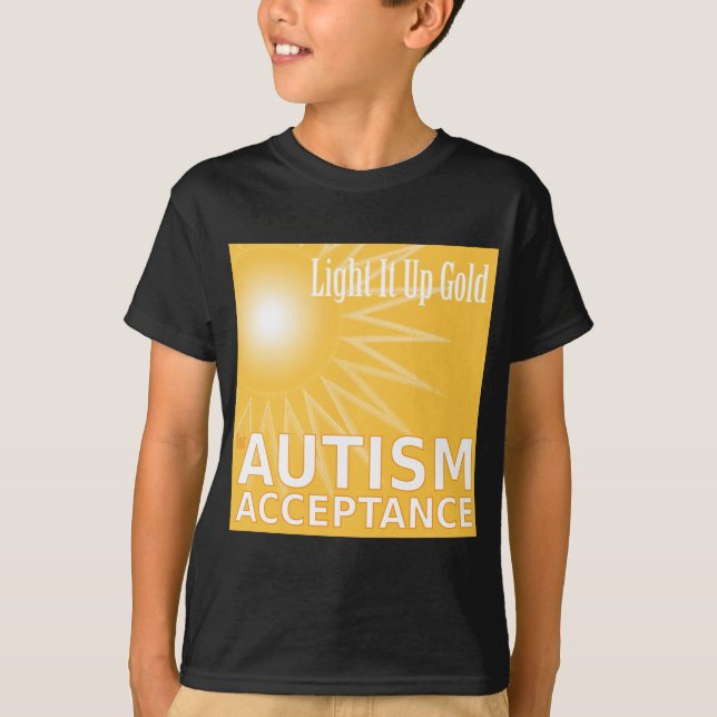 Beleuchten Sie es herauf Gold für Autismus-Annahme T-Shirt (Vorderseite)