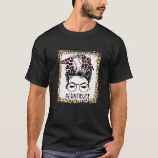 Beleuchtet Baseball Auntie Messy Bun Game Day Mutt T-Shirt